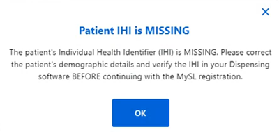 Patient IHI is missing